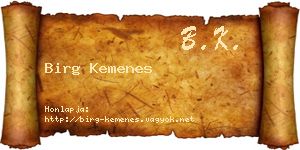 Birg Kemenes névjegykártya